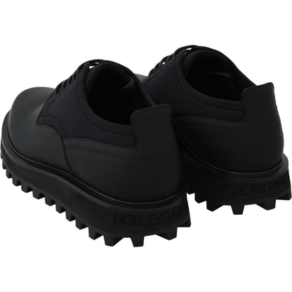 Dolce & Gabbana Black Rubberized Calfskin Chunky Derby Vulcano Shoes Dolce & Gabbana