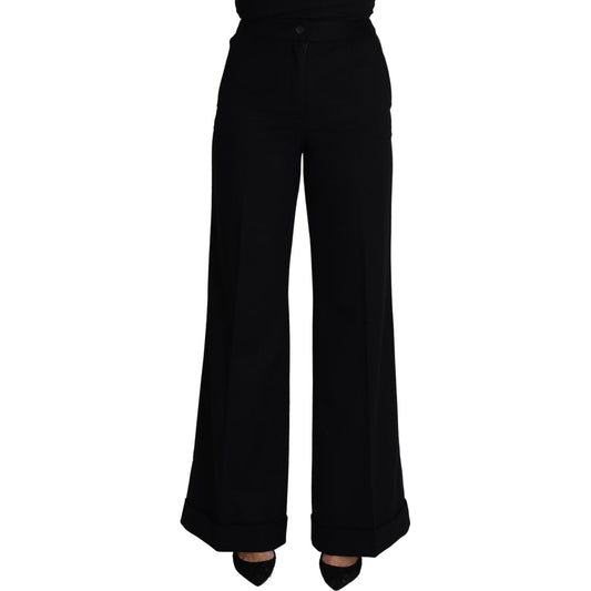 Dolce & Gabbana Black Cashmere Wide Leg Women Trouser Pants