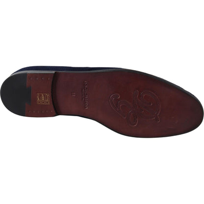 Dolce & Gabbana Blue Suede Caiman Loafers Slippers Shoes Dolce & Gabbana