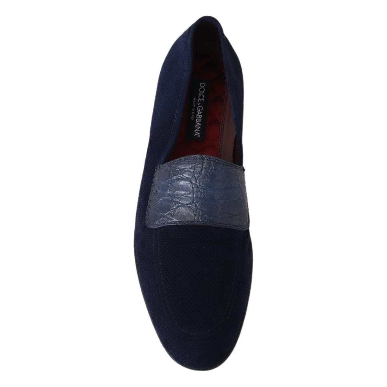 Dolce & Gabbana Elegant Blue Suede Leather Loafers Dolce & Gabbana