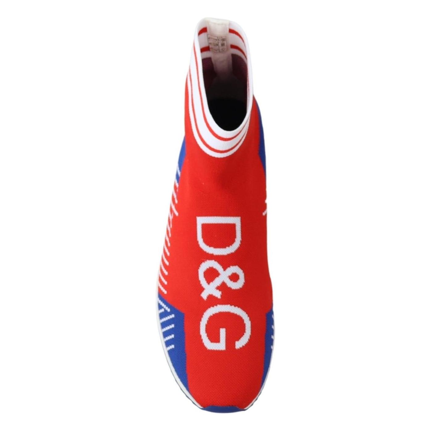 Dolce & Gabbana Blue Red Sorrento Logo Sneakers Socks Shoes Dolce & Gabbana