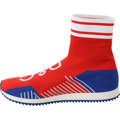 Dolce & Gabbana Blue Red Sorrento Logo Sneakers Socks Shoes Dolce & Gabbana