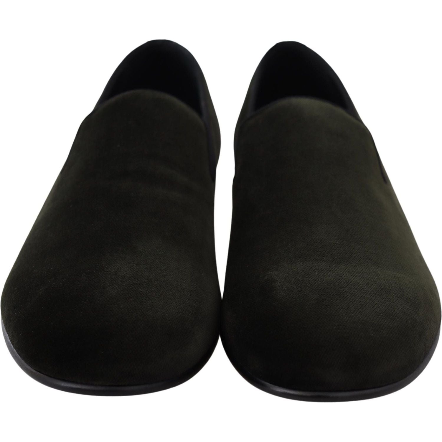 优雅绿色天鹅绒乐福鞋