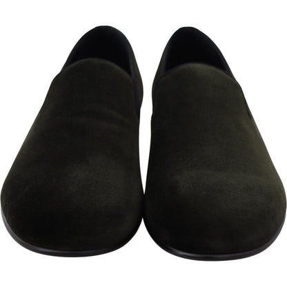 Dolce & Gabbana Green Velvet Slip On Mens Loafers Shoes Dolce & Gabbana