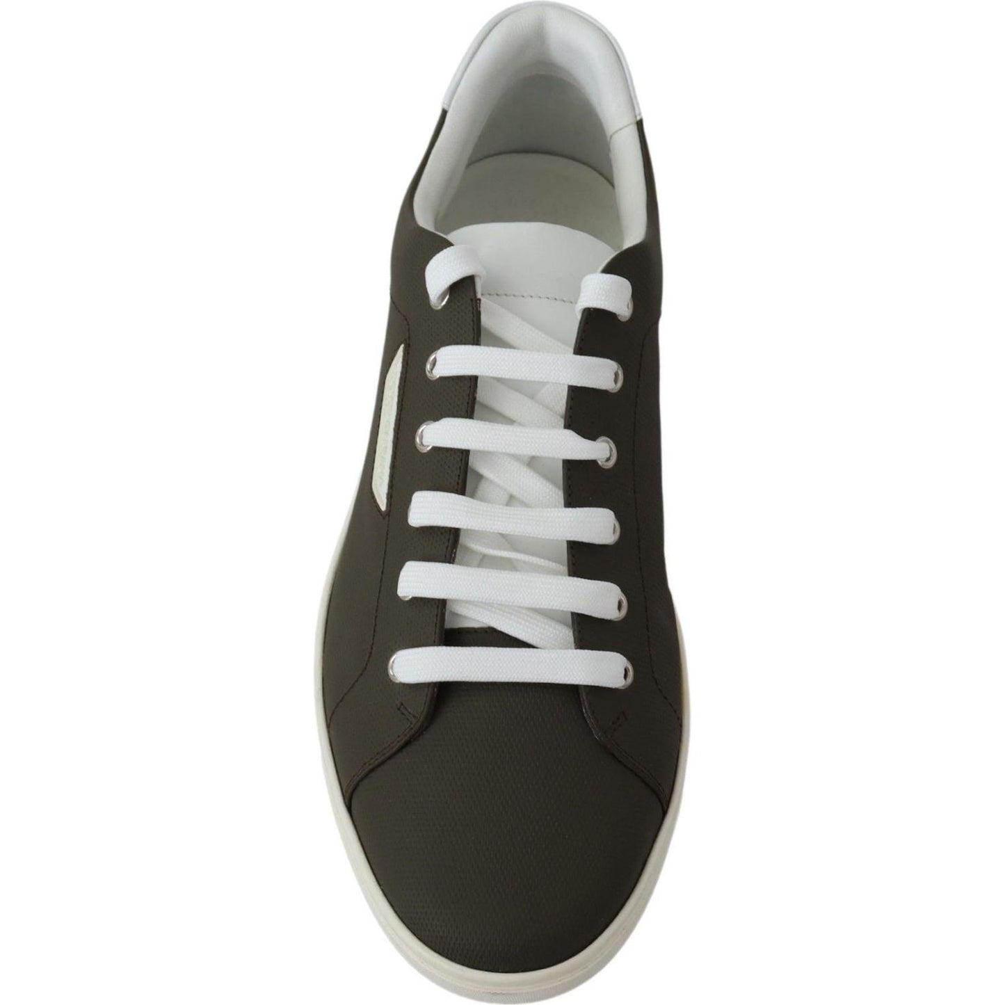Dolce & Gabbana White Green Leather Low Top Sneakers Shoes Dolce & Gabbana