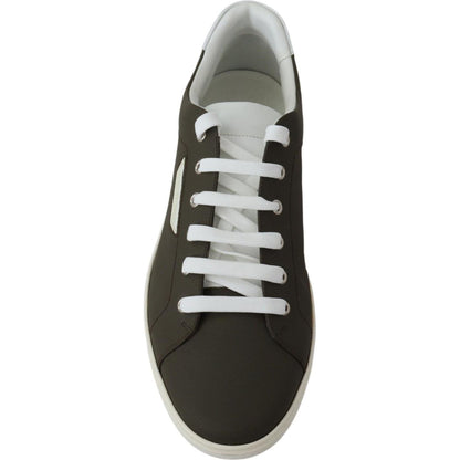 Dolce & Gabbana White Green Leather Low Top Sneakers Shoes Dolce & Gabbana
