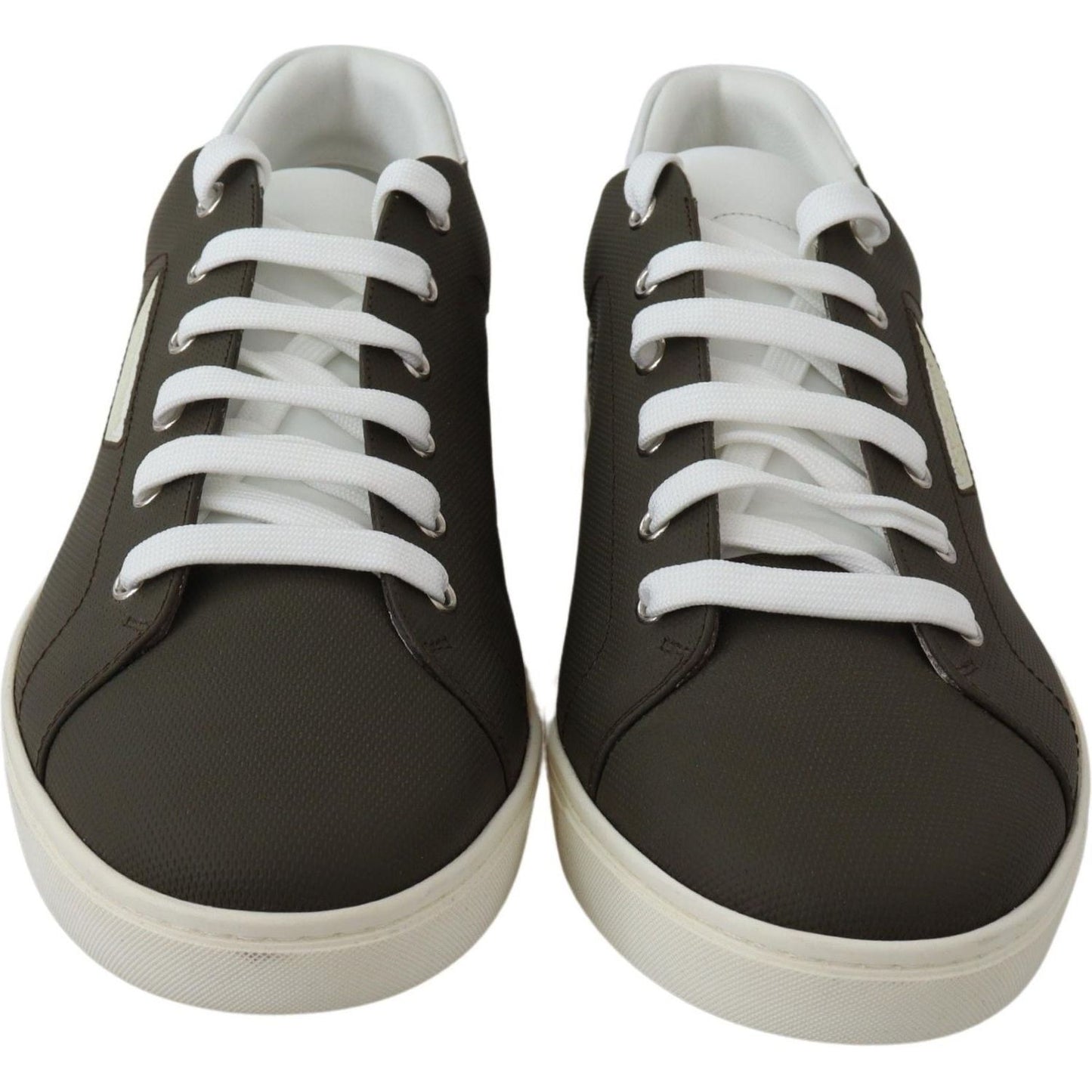 Dolce & Gabbana White Green Leather Low Top Sneakers Shoes Dolce & Gabbana