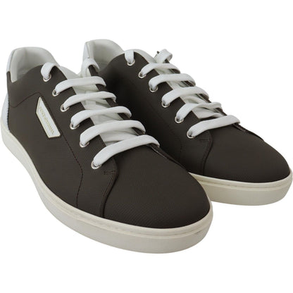 Dolce & Gabbana White Green Leather Low Top Sneakers Shoes Dolce & Gabbana