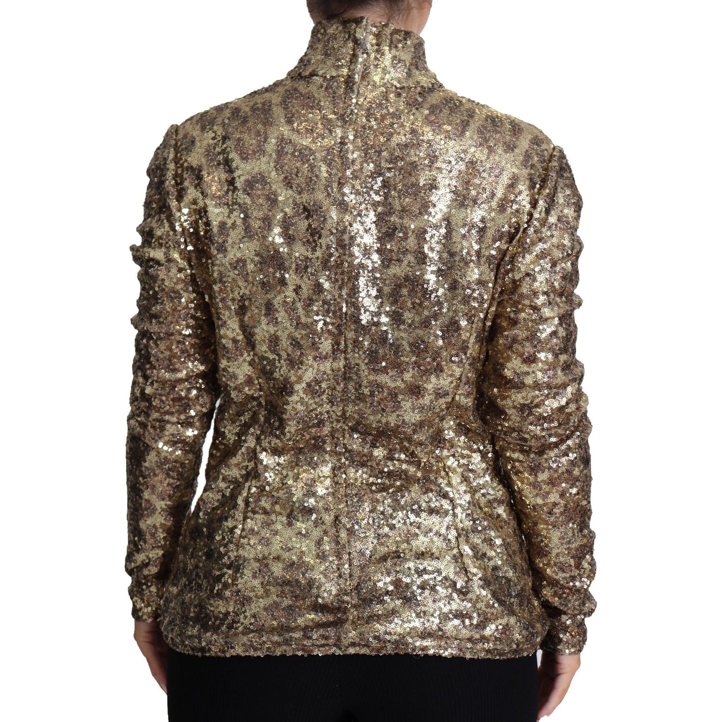 Dolce & Gabbana Brown Leopard Fit Turtleneck Sequin Sweater Dolce & Gabbana