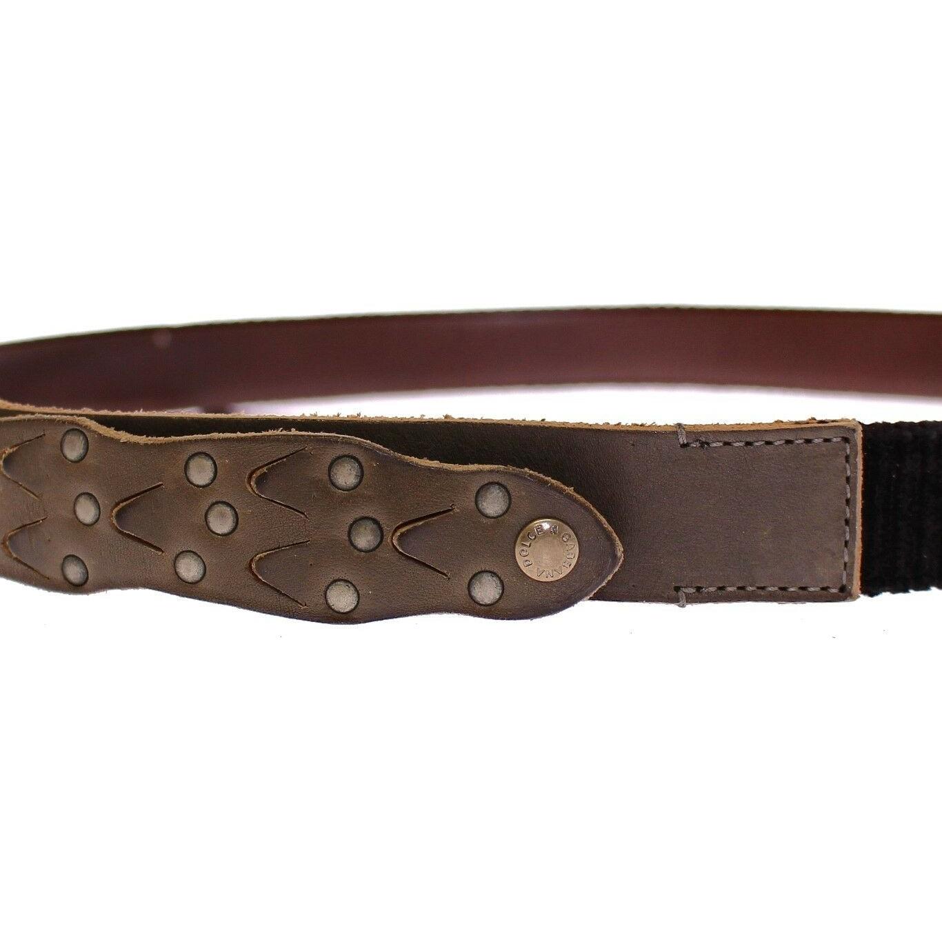 Dolce & Gabbana Elegant Leather-Cotton Fusion Men's Belt Belt Dolce & Gabbana Dark Slate Gray