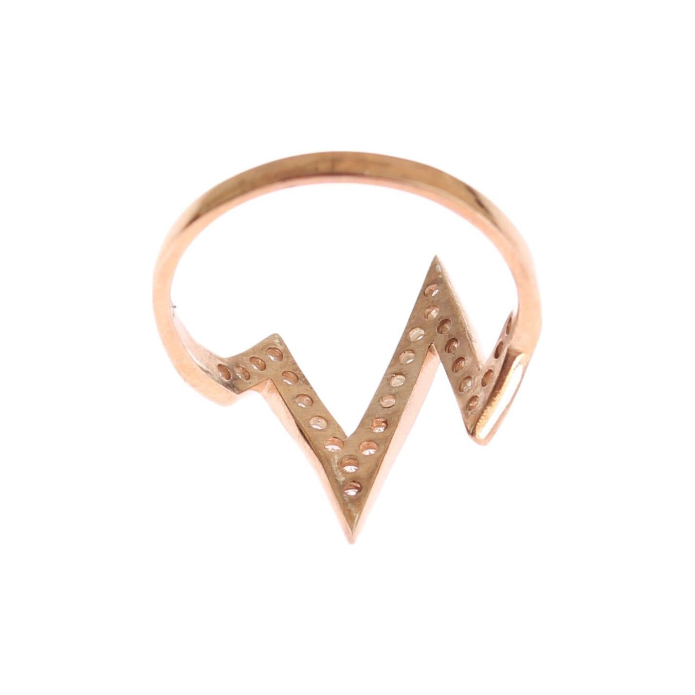 Nialaya Pink Gold 925 Silver Womens Clear Ring