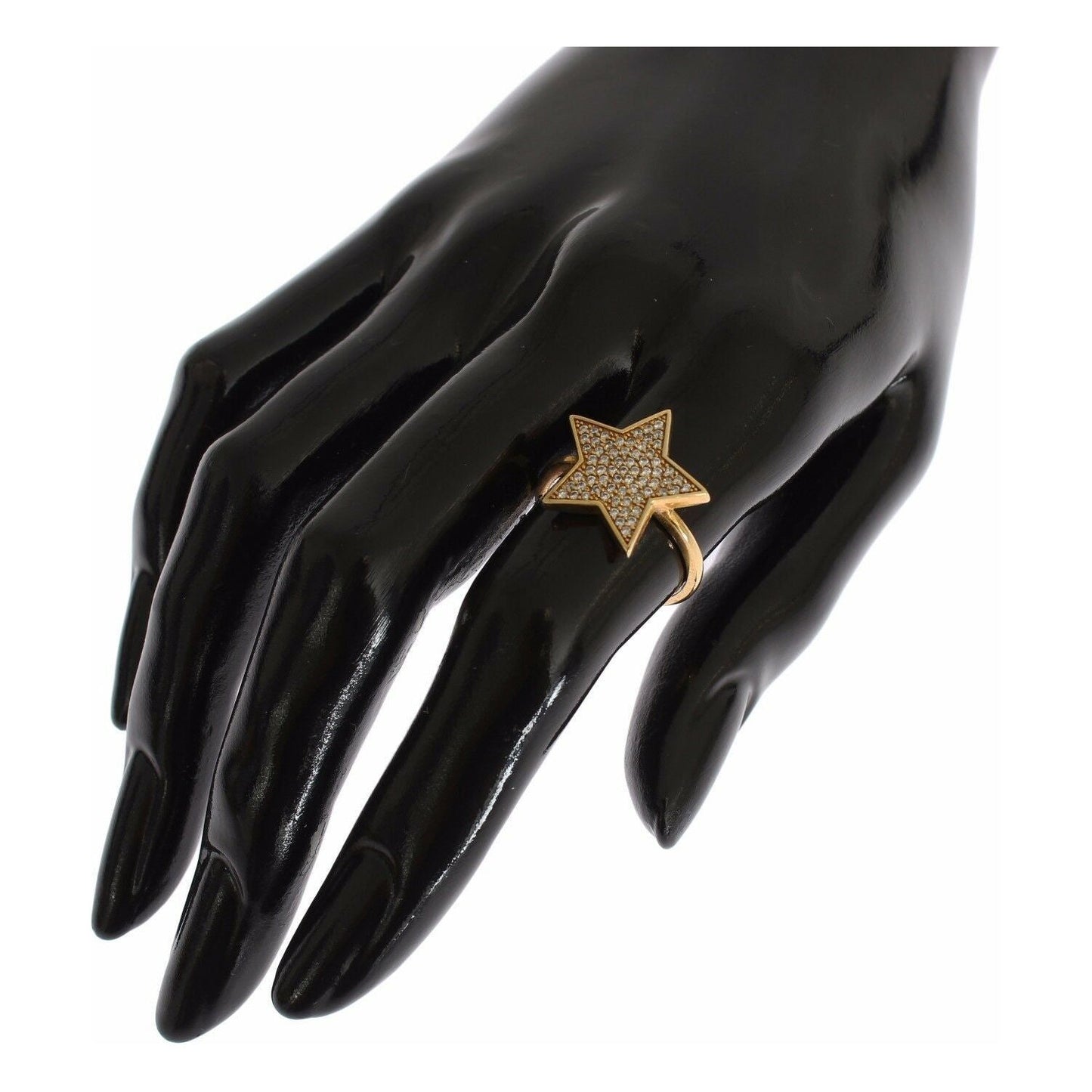 Nialaya Star Gold 925 Silver Womens Clear Ring