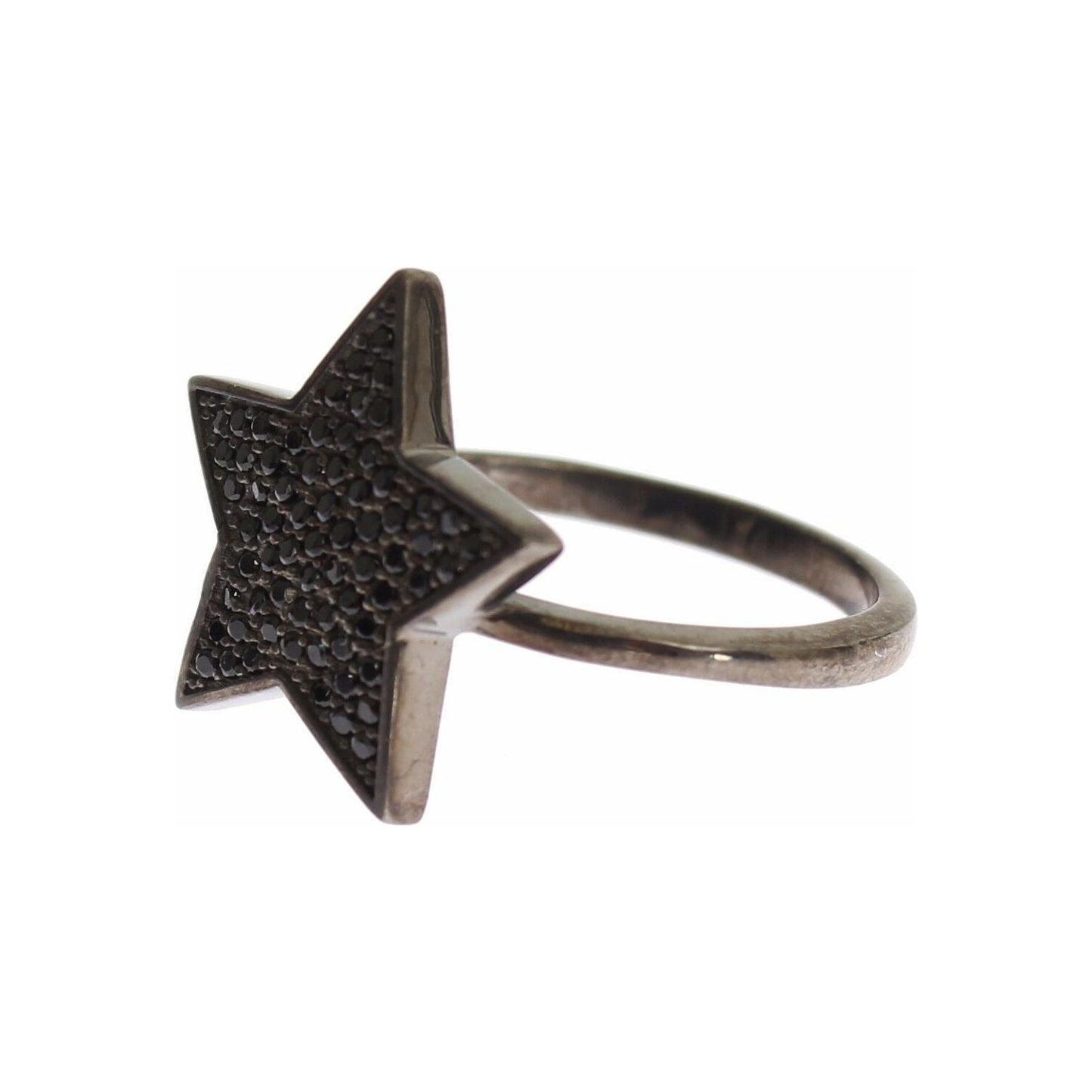 Nialaya Black CZ Star 925 Silver Womens Ring Nialaya