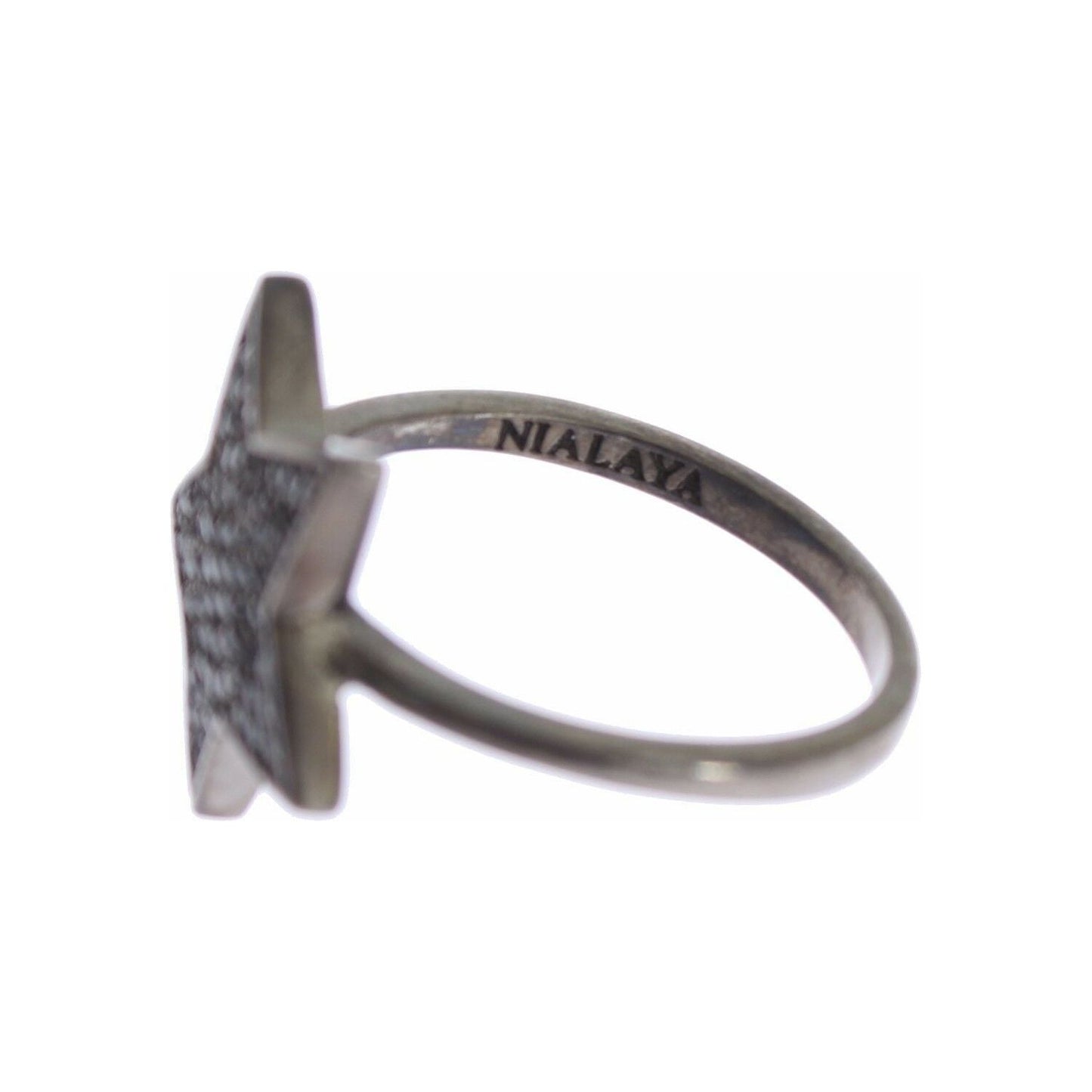 Nialaya Black CZ Star 925 Silver Womens Ring Nialaya