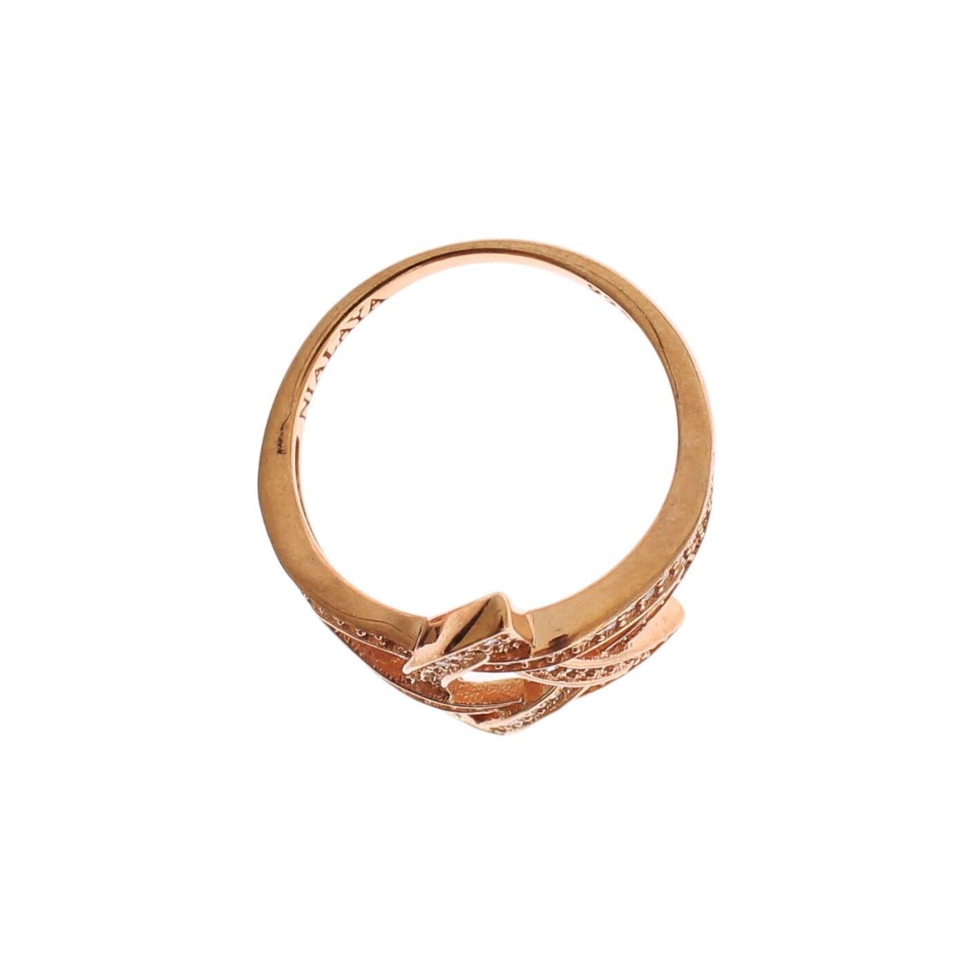 Nialaya Pink Gold Plated Silver CZ Crystal Ring Ring Nialaya Dark Khaki