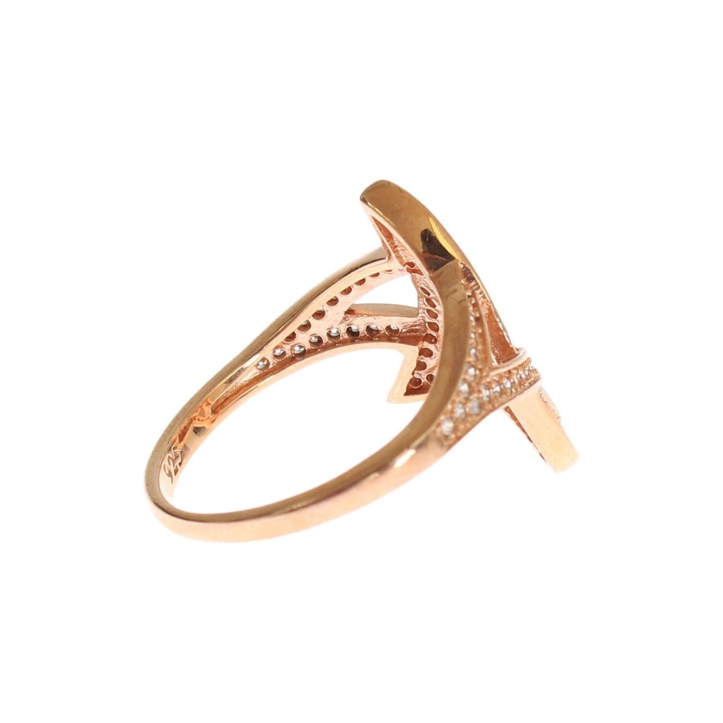 Nialaya Pink Gold Plated Silver CZ Crystal Ring Ring Nialaya Tan