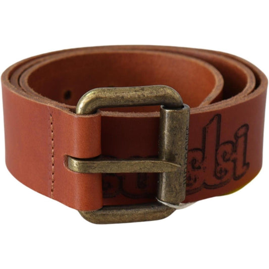 Just Cavalli Chic Brown Leather Logo Waist Belt Belt Just Cavalli