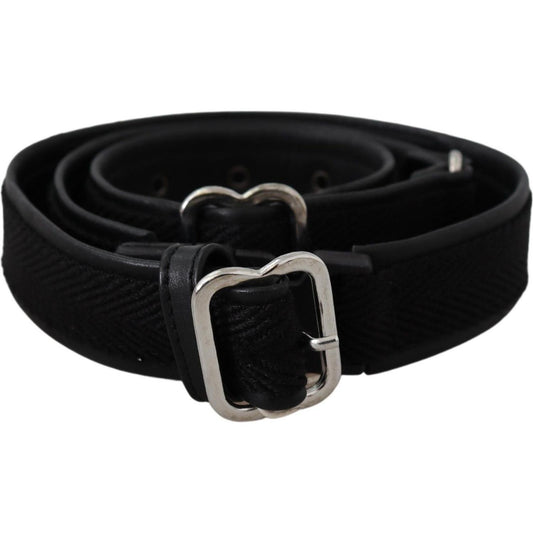 GF Ferre Chic Black Leather Waist Belt with Chrome Buckle Belt GF Ferre