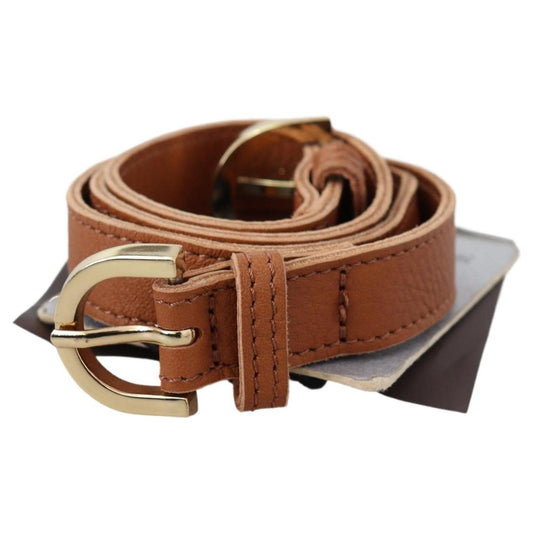 Scervino Street Light Brown Leather Gold Double Buckle Waist Belt Scervino Street