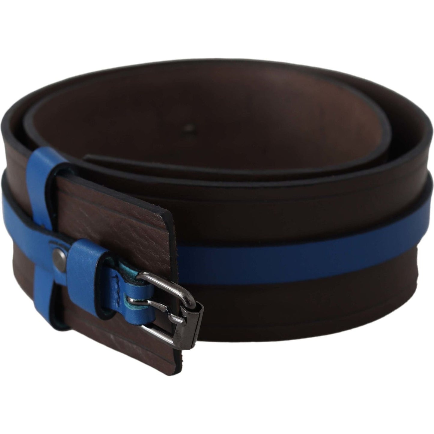 Costume National Elegant Brown Leather Belt with Blue Lining Belt Costume National