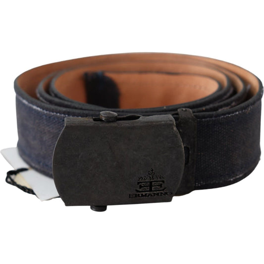 Ermanno Scervino Blue Leather Ratchet Buckle Belt Ermanno Scervino
