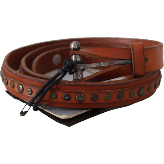 Scervino Street Brown Genuine Leather Rustic Silver Buckle Belt Scervino Street