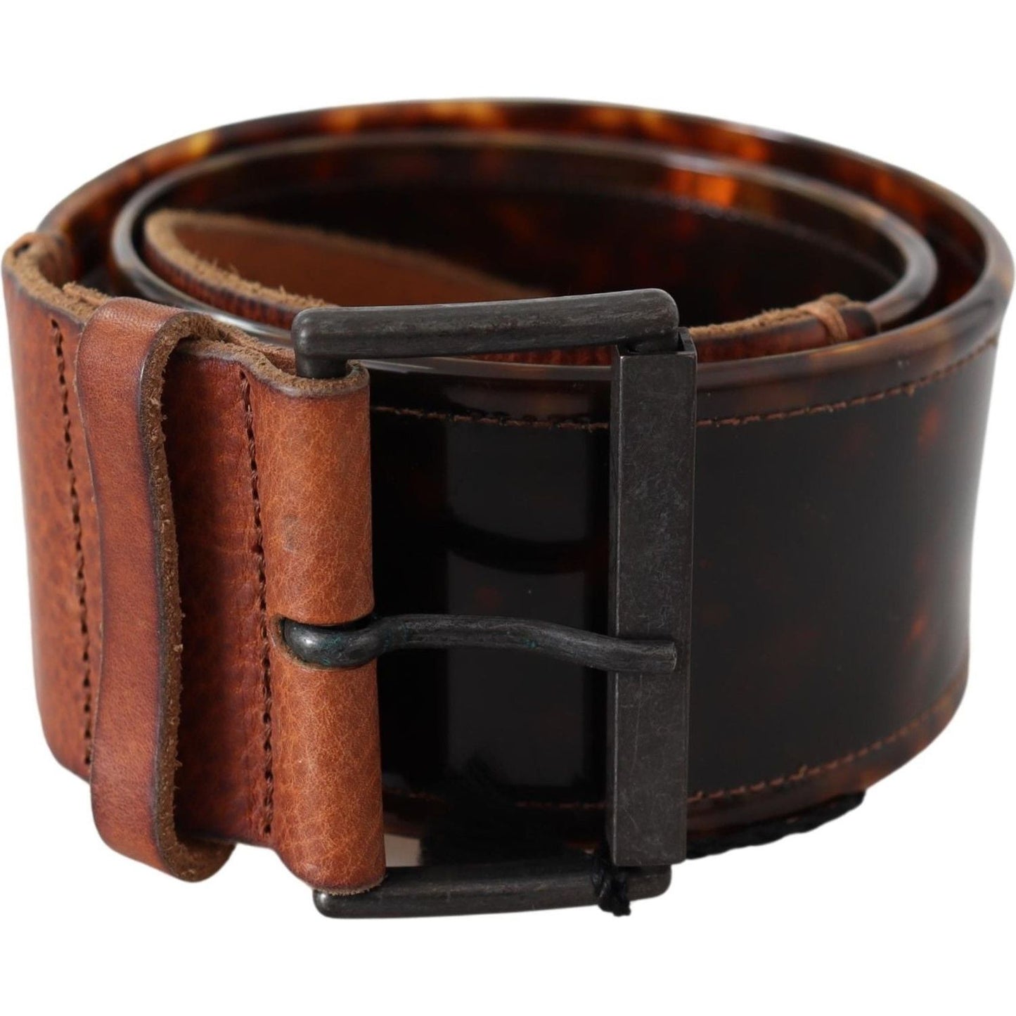 Ermanno Scervino Elegant Dark Brown Leather Belt with Vintage Buckle WOMAN BELTS Ermanno Scervino