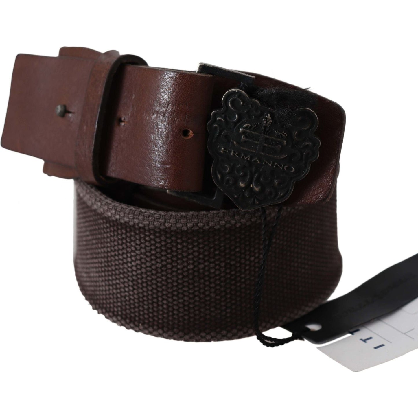 Ermanno Scervino Classic Dark Brown Leather Belt with Logo Buckle Belt Ermanno Scervino