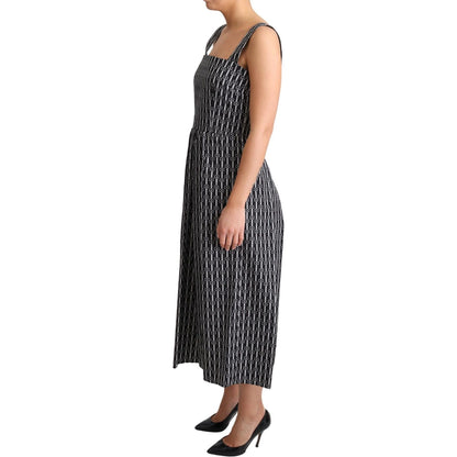 Dolce & Gabbana Black White Pattern Cotton A-Line Dress