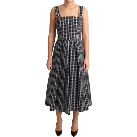 Dolce & Gabbana Black White Pattern Cotton A-Line Dress