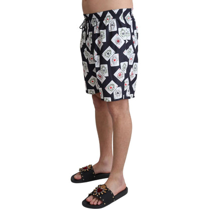 Dolce & Gabbana Black Card Deck Print Beachwear Swimshorts Dolce & Gabbana