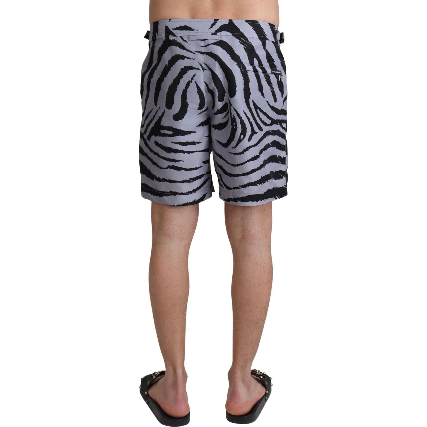 Dolce & Gabbana Gray Zebra Print Beachwear Shorts Dolce & Gabbana