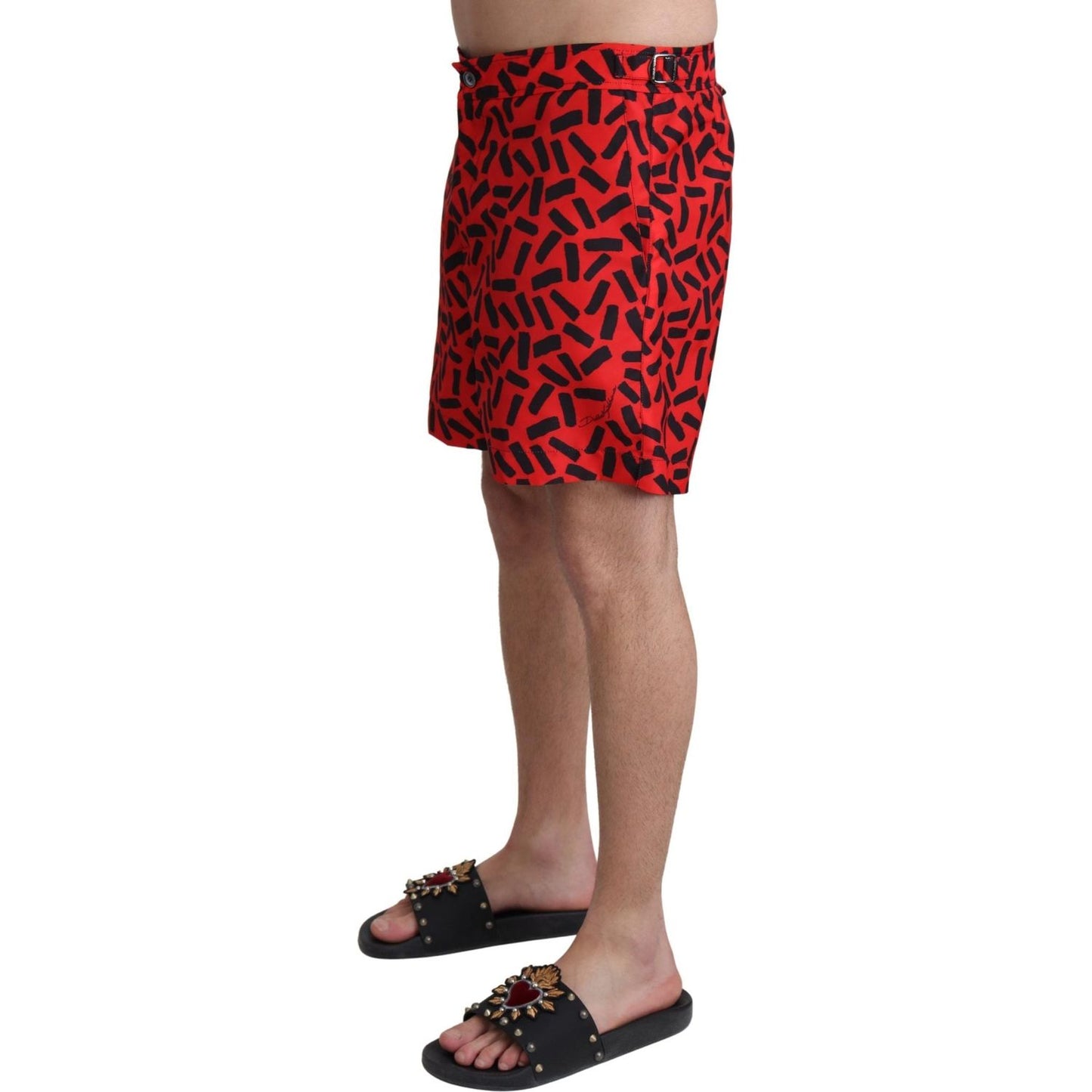 Dolce & Gabbana Red Patterned Beachwear Shorts Swimwear Dolce & Gabbana