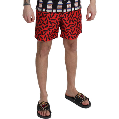 Dolce & Gabbana Red Patterned Beachwear Shorts Swimwear Dolce & Gabbana