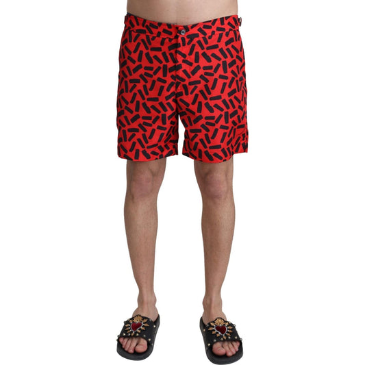 Dolce & Gabbana Red Patterned Beachwear Shorts Swimwear Dolce & Gabbana