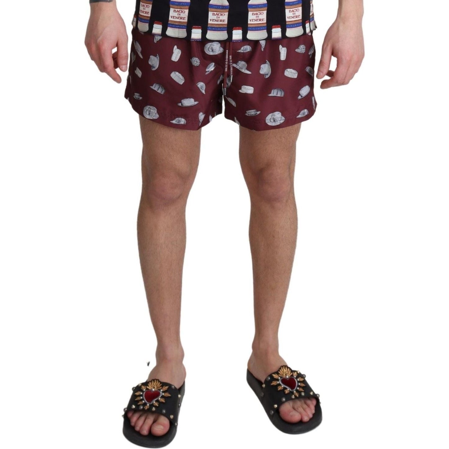 Dolce & Gabbana Maroon Elegance Men's Swimming Trunks Dolce & Gabbana