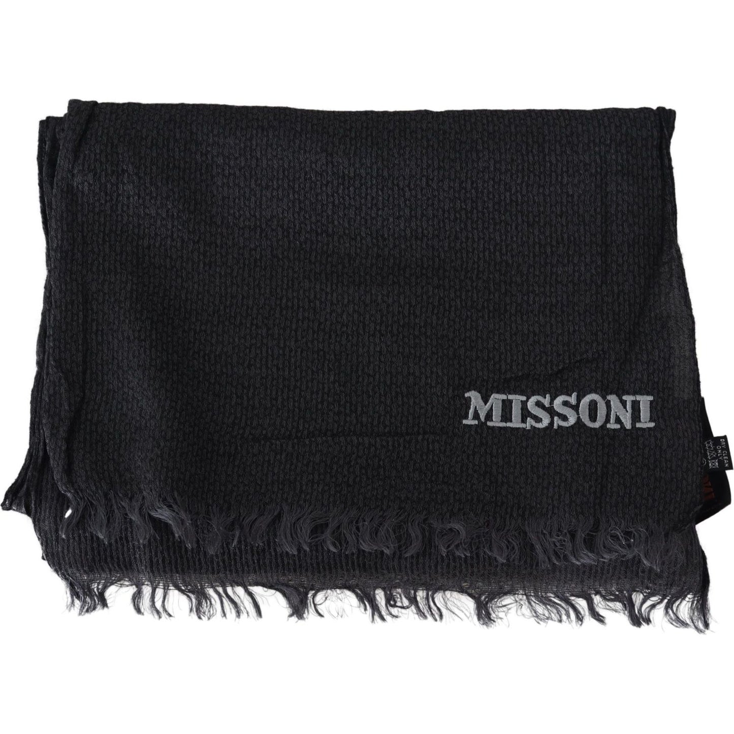 Missoni Elegant Black Wool Fringed Scarf Missoni