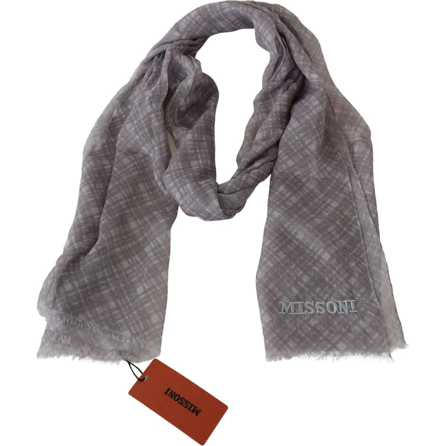 Missoni Elegant Wool Silk Blend Plaid Scarf Missoni