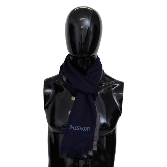 Missoni Multicolor Striped Wool Unisex Wrap Fringes Scarf