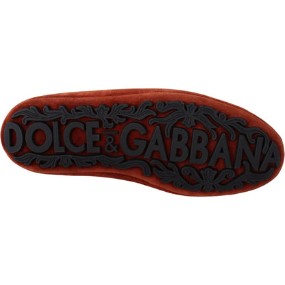 Dolce & Gabbana Orange Leather Crystal Crown Loafers Shoes Dolce & Gabbana