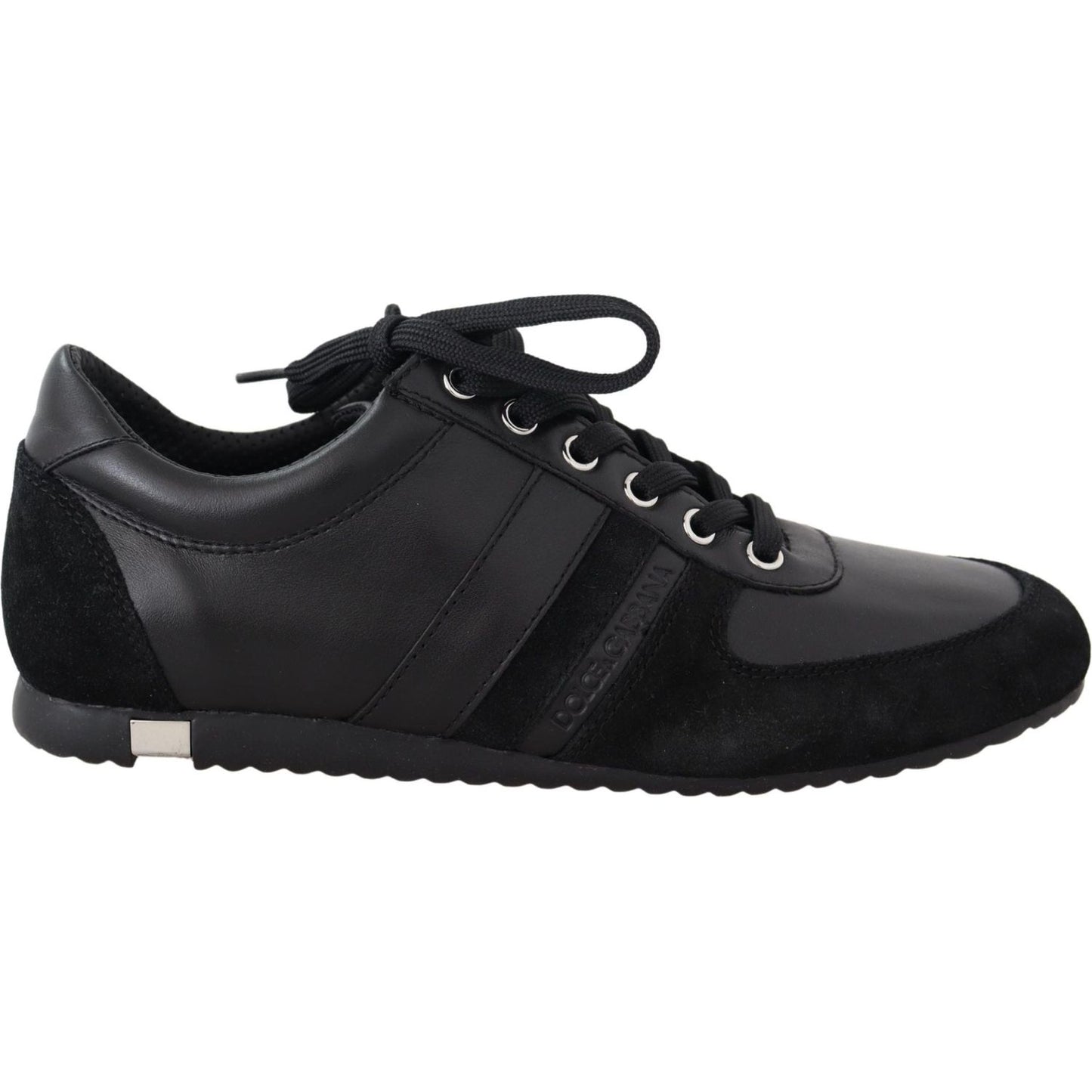 Dolce & Gabbana Black Logo Leather Casual Sneakers Shoes Dolce & Gabbana
