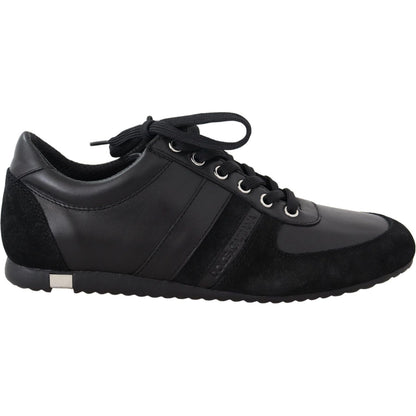 Dolce & Gabbana Black Logo Leather Casual Sneakers Shoes Dolce & Gabbana