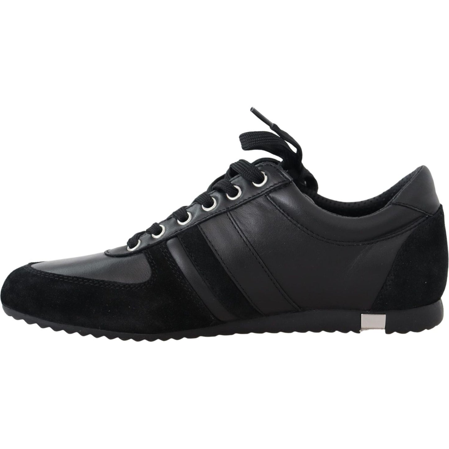 Dolce & Gabbana Black Logo Leather Casual Sneakers Shoes Dolce & Gabbana