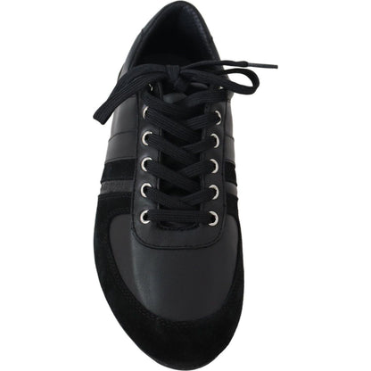 Dolce & Gabbana Black Logo Leather Casual Sneakers Shoes Dolce & Gabbana