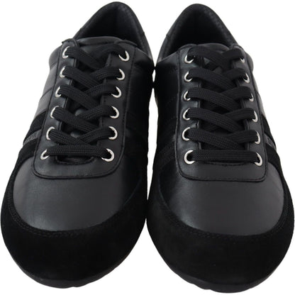 Dolce & Gabbana Black Logo Leather Casual Sneakers Shoes Dolce & Gabbana