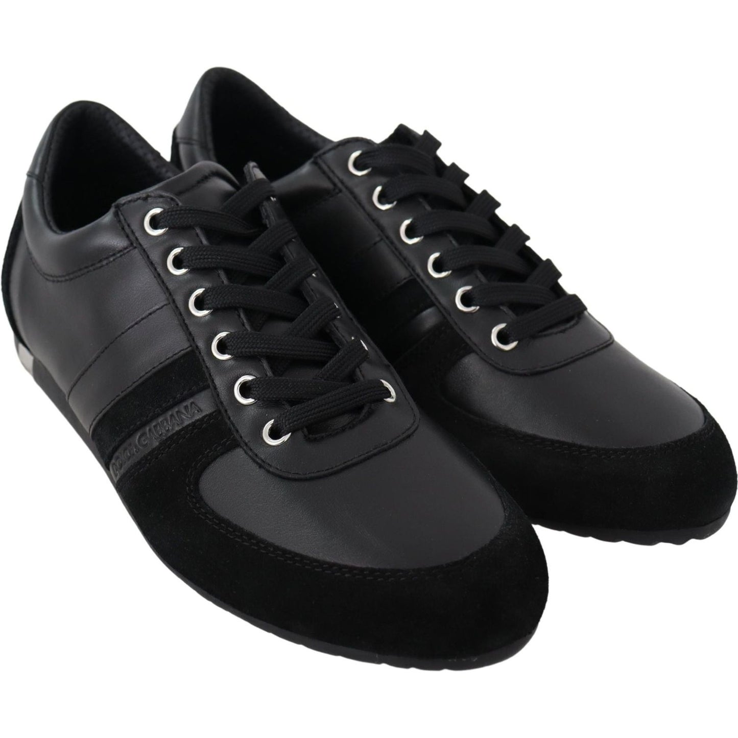 Dolce & Gabbana Black Logo Leather Casual Sneakers Shoes Dolce & Gabbana
