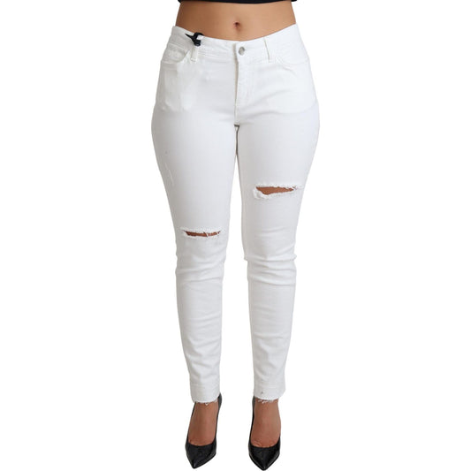 Dolce & Gabbana Chic White Mid Waist Designer Jeans Dolce & Gabbana