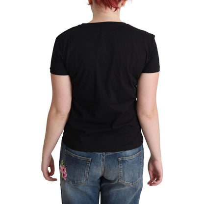 Moschino Black Cotton Come Play 4 Us Print Tops T-shirt Moschino