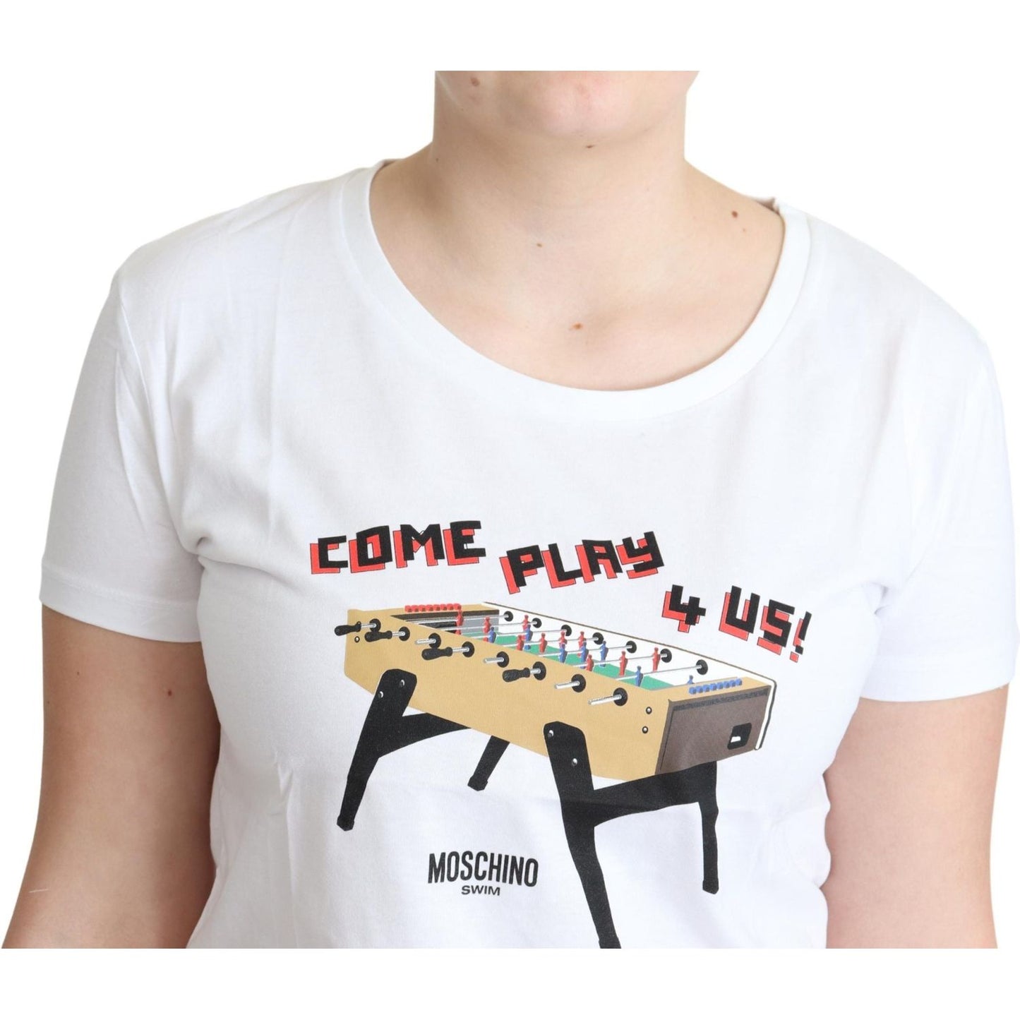 Moschino Chic Cotton Round Neck Tee with Playful Print Moschino