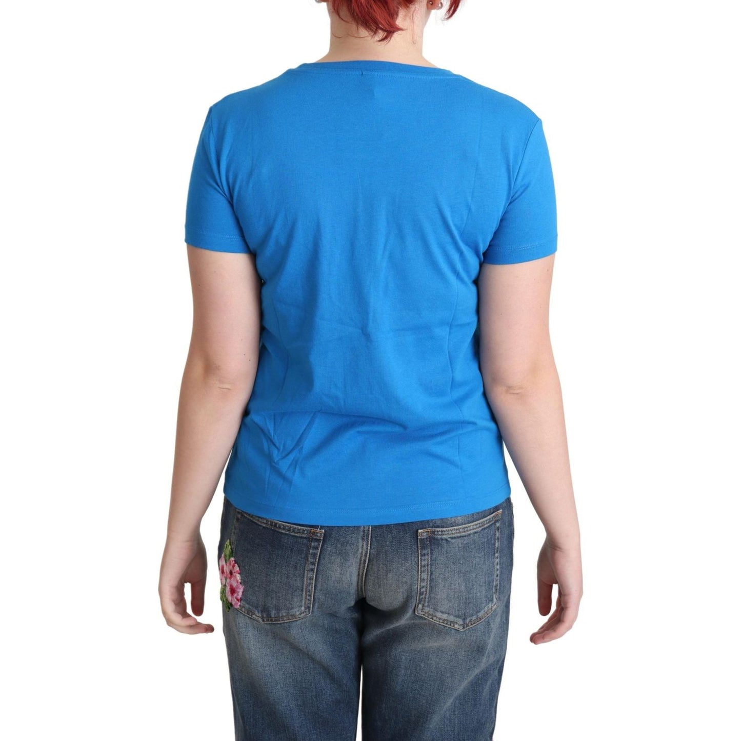 Moschino Blue Cotton Alphabet Letter Print Tops Moschino